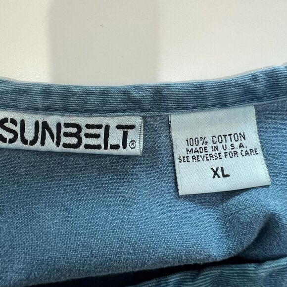 Vtg Sunbelt XL Antiques Action Barn Mumu Patio Dress Chambray Embroider Buttons - Picture 7 of 10